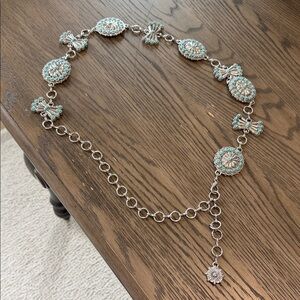 Silver Turquoise Accent Concho Belt